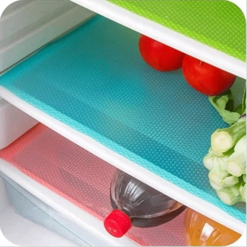 KCASA 4pcs Refrigerator Pad Antibacterial Antifouling Mildew Moisture Tailorable Pad Refrigerator Mats Fridge Waterproof Mat