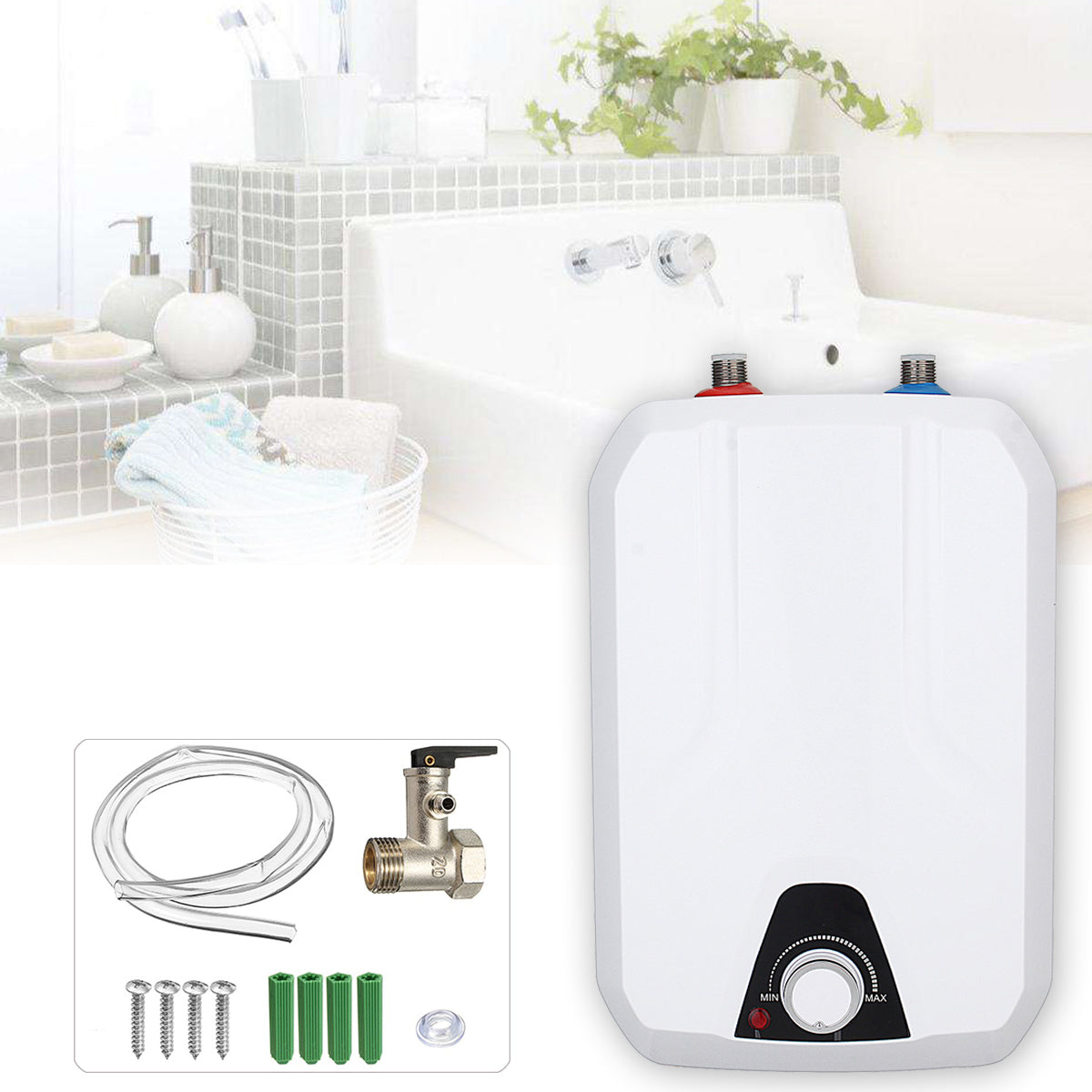 8L 1500W Home Electric Tankless Hot Water Heater Instant Heating System 110/220V