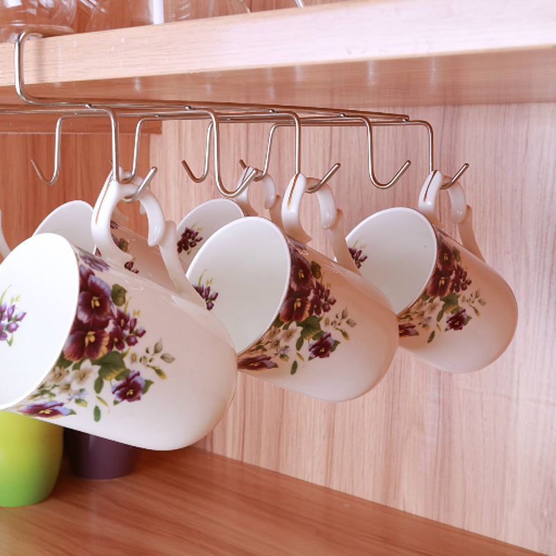 12 Hooks Stainless Steel Kitchen Storage Rack Cupboard Hanging Hook Shelf Dish Hanger Chest Storage