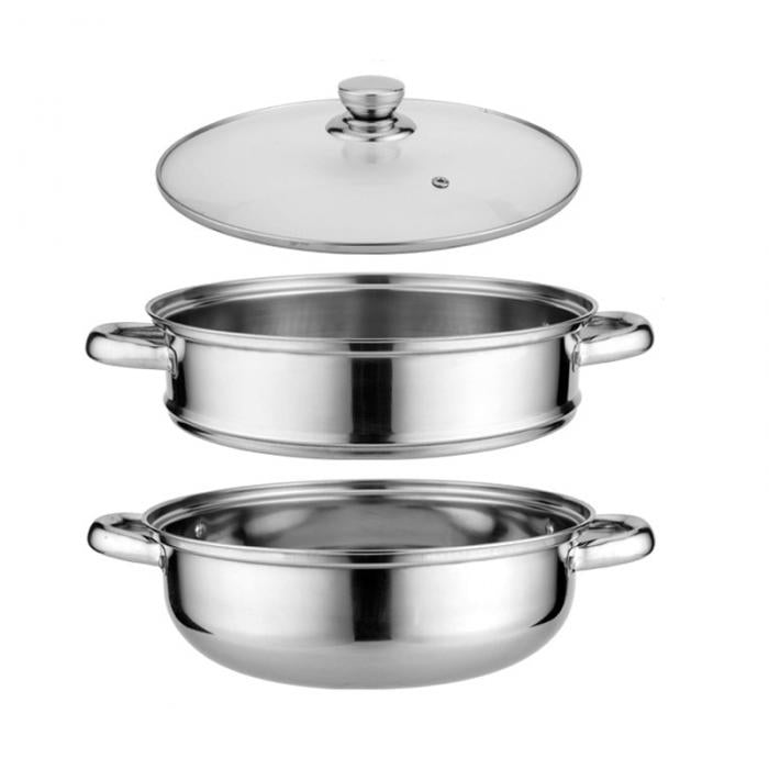 1/2 Tiers Stainless Steel Food Steamer Hot Pot Vegetable Cooker Cookware Glass