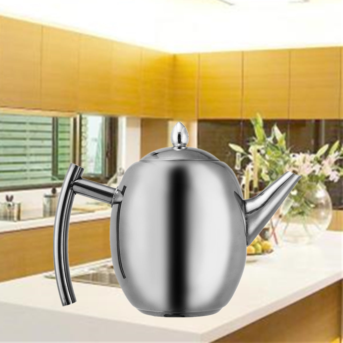 1L 1.5L Stainless Steel Coffee Pour Over Kettle Drip Tea Pot W/ Filter Strainer Coffee Tea Sets