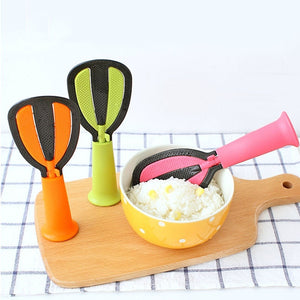 Honana KT-029 Multifunction Food Spoon Practical Vertical Non-stick Spoon Egg Whisk Wash Rice Sieve Creative Spoon Kitchen Tool