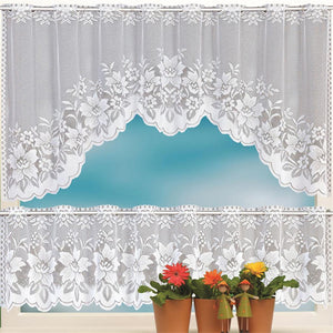 2PCS Lace Coffee Cafe Window Tier Curtains Kitchen Dining Room Home Decor Set