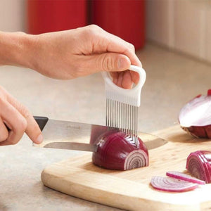 1 pcs Easy Cut Onion Holder Fork Stainless Steel Vegetable Slicer Tomato Cutter Metal Meat Needle Gadgets Meat Frok