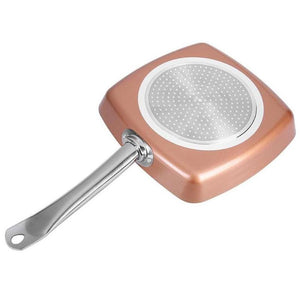 Non-stick Copper Square Pan with Ceramic Frying Pan Copper Oven & Dishwasher Chef Square Fry Pan