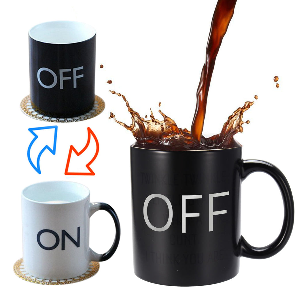 OFF-ON Changing Mug Magical Chameleon Coffee Color Changing Cup Temperature Sensing Novelty Gift 325ml