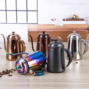 650ml Stainless Steel Pour Over Drip Coffee Tea Pot Kettle Colorful Home Kitchen Tea Making Tools