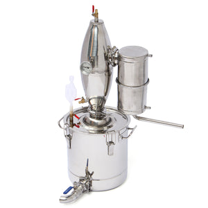 20L/5Gal W*ine Alcohol Water Distiller Moonshine Still Boiler Stainless Copper With Water Pump 