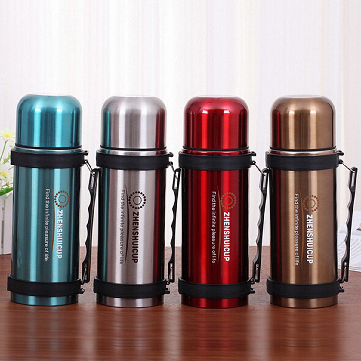 1.2L Large Outdoor Stainless Steel Travel Mug Thermos Vacuum Flask Bottle With Cup Bottles