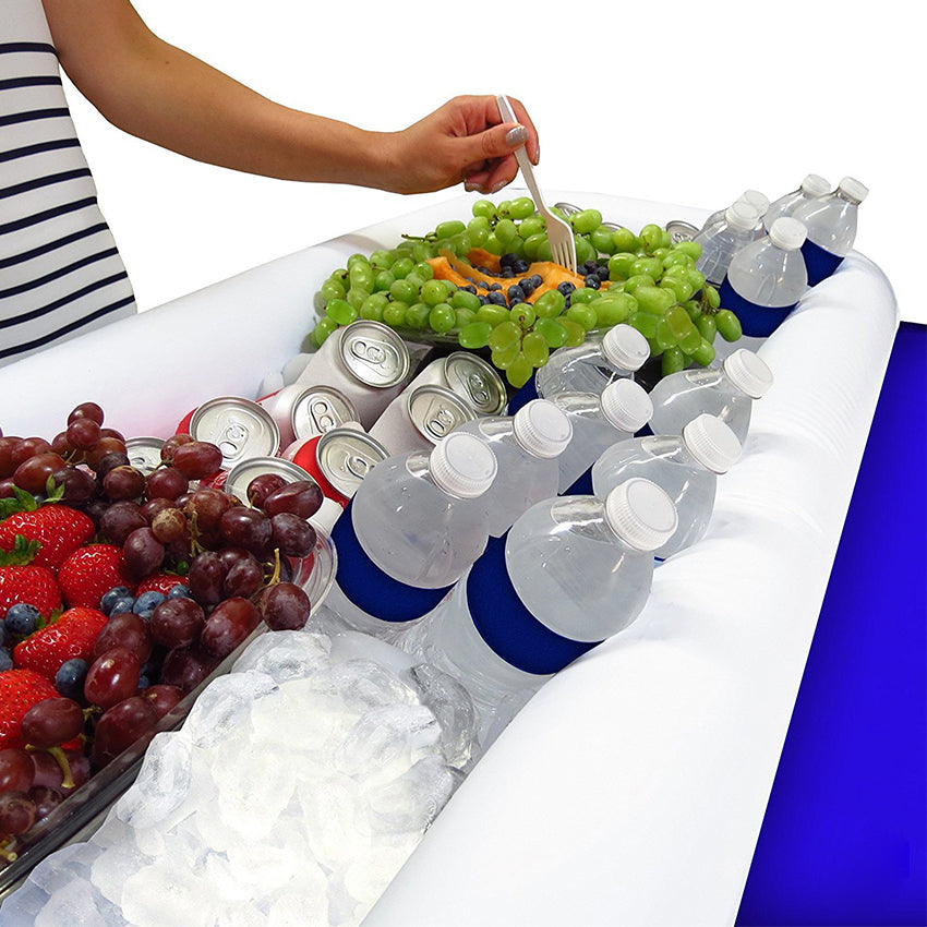 Inflatable Salad Bar Buffet Ice Bucket Outdoor Swimming Pool Decoration Food Supplies Portable Blow Up Food and Beverage Cooler and Server with Drain Plug