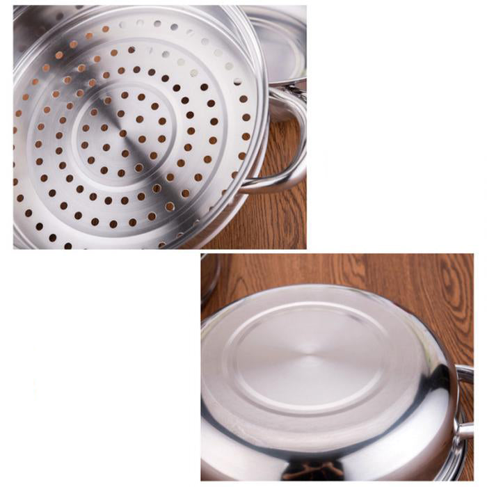 1/2 Tiers Stainless Steel Food Steamer Hot Pot Vegetable Cooker Cookware Glass