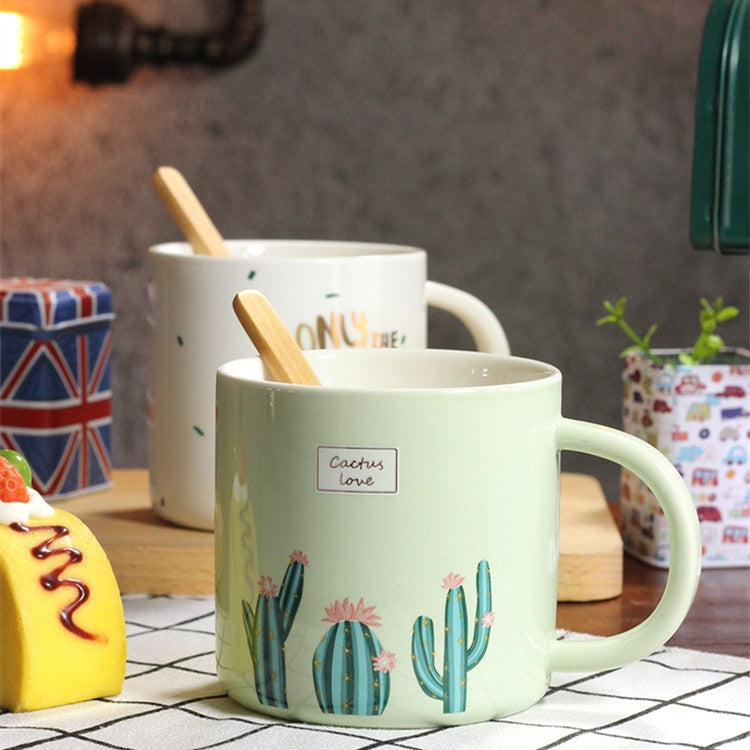 Creative Ceramic Coffee Cup Mug Water Cup Cactus Pattern Mug Durable Mug