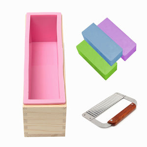 Wooden Loaf Soap Mould Silicone With Lid Making Baking Tool Cake Biscuit Cutter Baking Mold