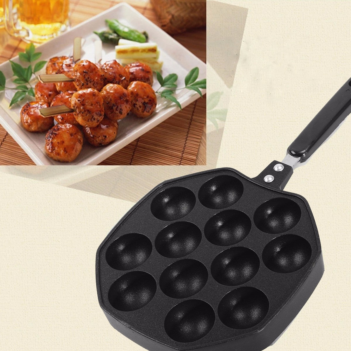 Takoyaki Pan 12 Cavities Takoyaki Maker Octopus Small Balls Baking Pan Frying Pan