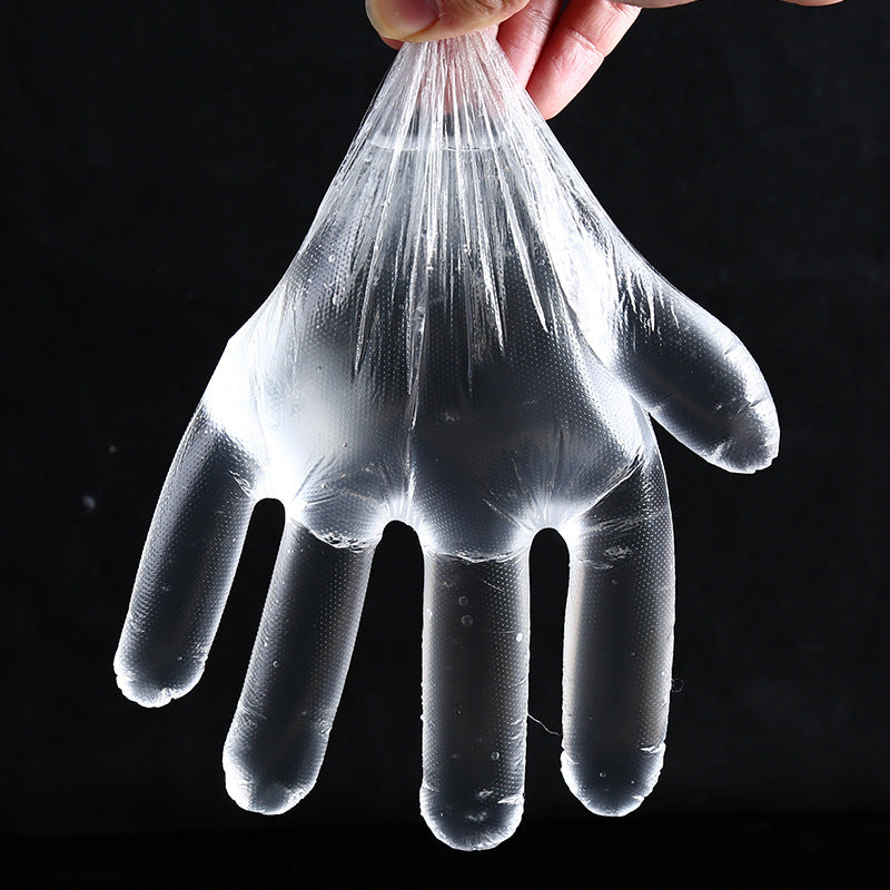 Food Grade Disposable Gloves Film Home Kitchen Dining Thickened Transparent PE Plastic Gloves 100/200pcs / Pack BBQ Film Replaceble Gloves Cooking Kitchen Tools