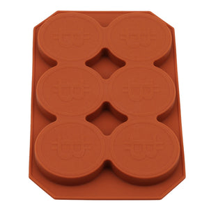 6 Grids Bitcoin Design Silicone Ice Cube Tray DIY Ice Mold Chocolate Cookies Biscuit Baking Mold Ice Cube Maker for Kitchen Whiskey Cocktail