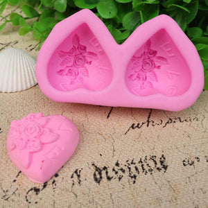 Heart-shaped Rose Silicone Baking Mold Fondant Cake Mold DIY Chocolate Handmade Soap Mold Baking Tools