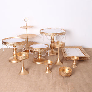 12PCS Vintage Crystal Cake Holder Cupcake Revolving Cake Stand Dessert Platter Display Party