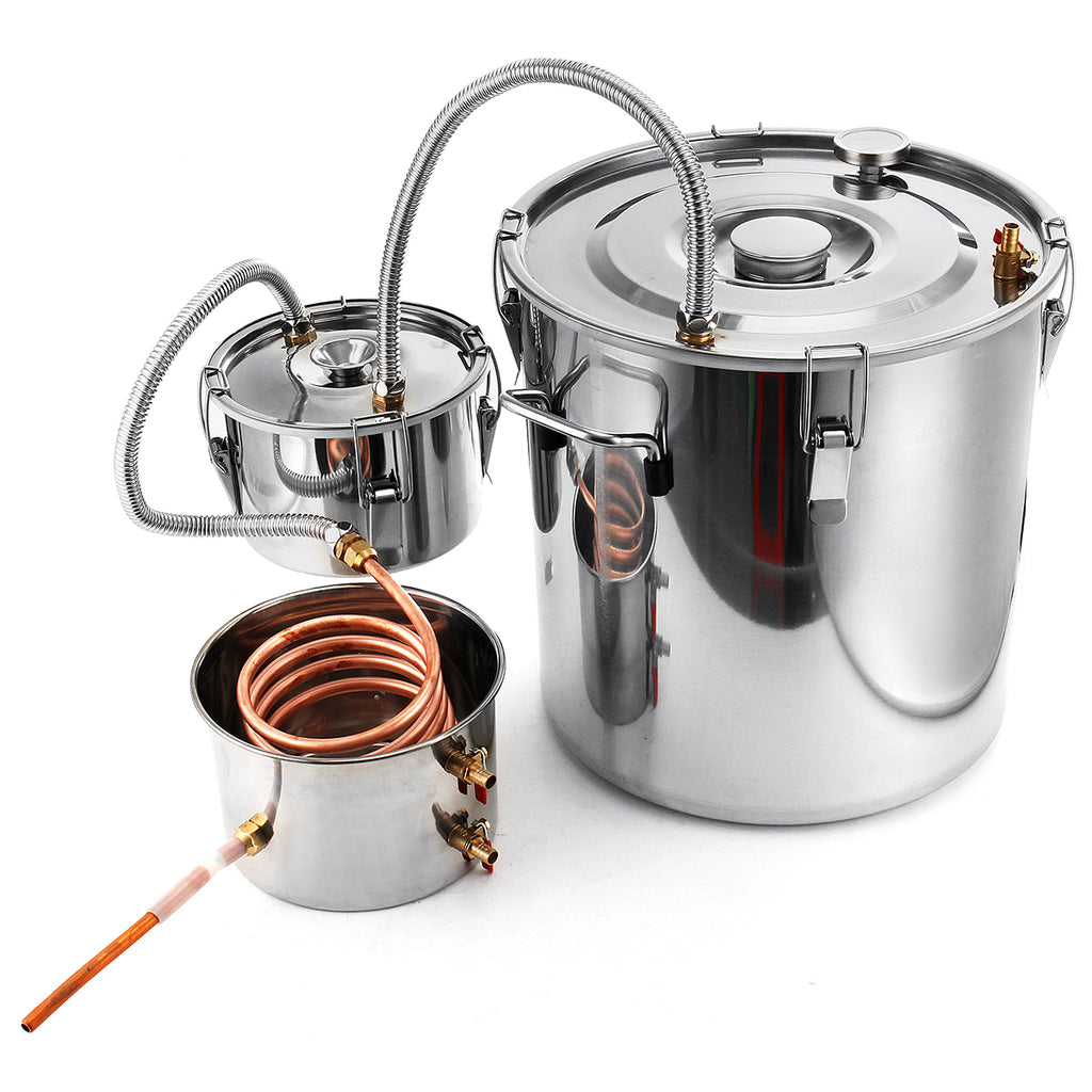 2/3/5/8 Gallons  Moonshine Still Spirits Kit Water Alcohol Distiller Copper Tube Boiler Home Brewing Kit with Thumper Keg Stainless Steel