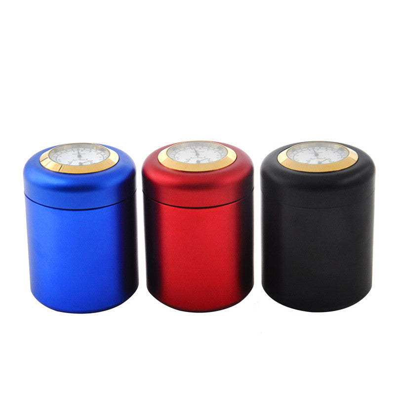 Aluminum Stash Jar Storage Airtight Smell Proof Herbs Spices Container Essential (With Hygrometer) Kitchen Storage Container