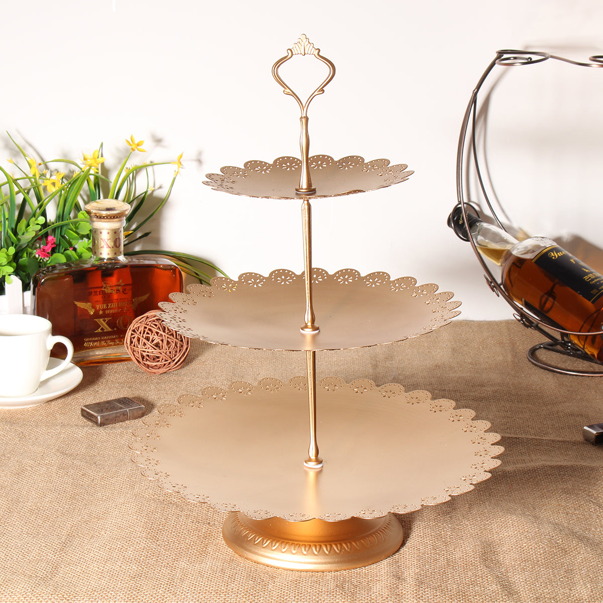 12PCS Vintage Crystal Cake Holder Cupcake Revolving Cake Stand Dessert Platter Display Party