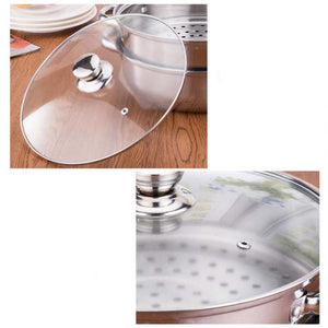 1/2 Tiers Stainless Steel Food Steamer Hot Pot Vegetable Cooker Cookware Glass