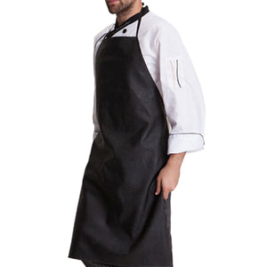 Waterproof Anti-Oil Restaurant Cooking Chef Leather Apron With Cuff Oversleeve Kitchen Aprons