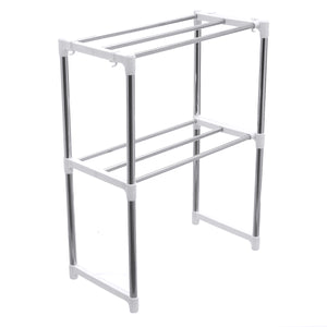 495-850mm Storage Shelf Double-layer Multi-function Telescopic Framework Kitchen Storage Rack