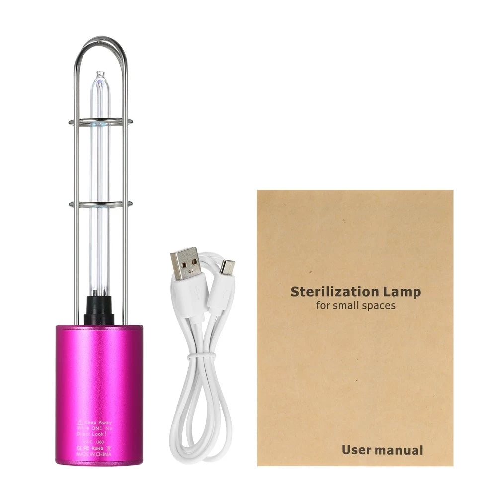 Rechargeable UV Sterilizer Light & Air Purifier DC5V Ultraviolet + Ozone UV Germicidal Lamp Portable Sterilization Light for Car Kitchen Toilet Cabinet