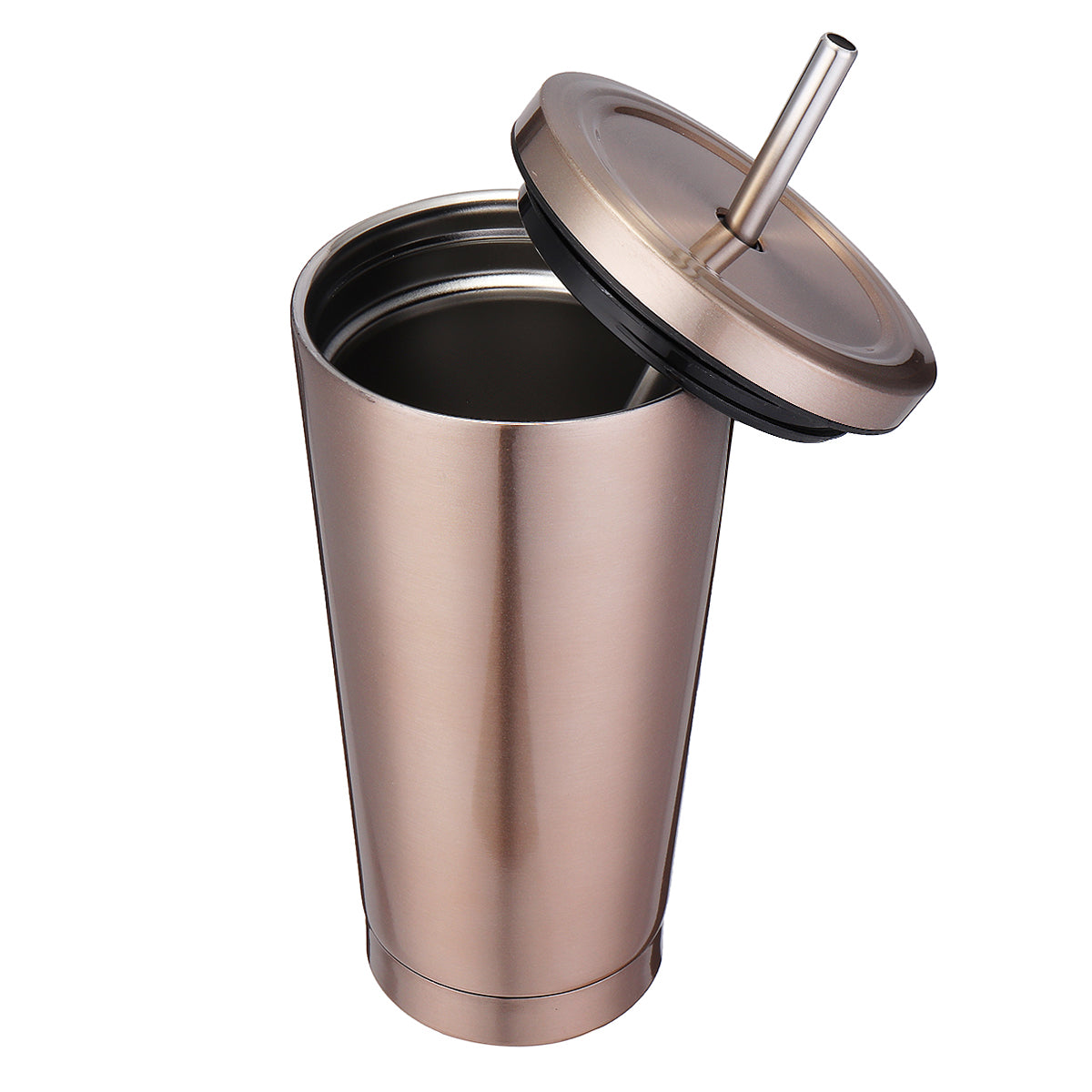 500ml Stainless Steel Mug Portable Home And Office Tumbler Coffee Ice Cup With Drinking Straw