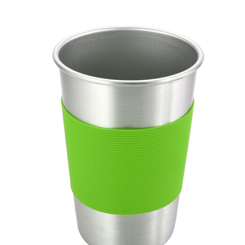 Honana Creative Coffee Mugs And Cup 304 Stainless Steel Mug with Silicone Case and Lid for Car Cups 500ml Water Bottle