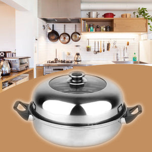 2 Tier Stainless Steel Steamer Induction Compatible Cookware 28cm Steam Pot