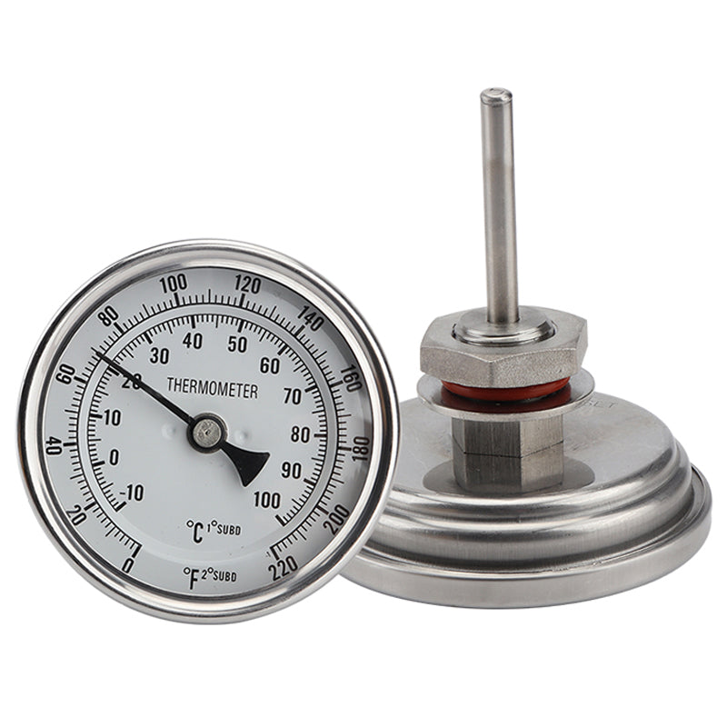 Homebrewing Beer Brewing Wine Thermometer Weldless Bi-metal Thermometer Kit 3"Face & 2"Probe 1/2"MNPT 0~220F Degree Homebrew Kettle