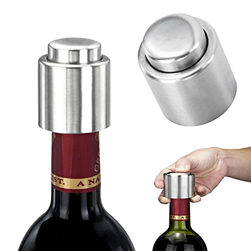 Stainless Steel Vacuum Sealed Wine Bottle Stopper Preserver Pump Sealer Bar Stopper Keep Your Best Wine Fresh Fits 750ml Red Wine Bottle Stopper