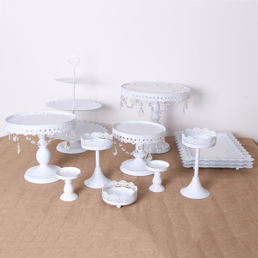 12PCS Vintage Crystal Cake Holder Cupcake Revolving Cake Stand Dessert Platter Display Party