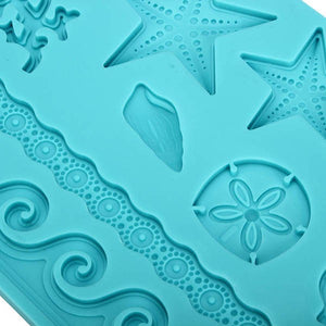 Silicone Adorable Coral Starfish Shell Ocean Embossing Cake Mold Mould Kitchen Tool