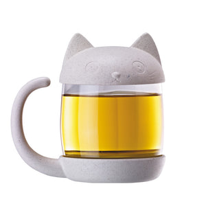 250ML Cat Glass Tea Mug Filter Cup with Fish Tea Infuser Strainer Home Office Drinkware Coffee Milk Mug Creative Birthday Gifts 