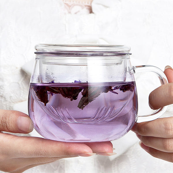 320ml Heat Resistant Transparent Glass Cup Tea Cup With Lid Infuser Filter