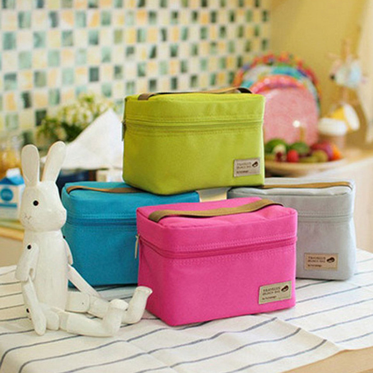 Waterproof Portable Picnic Insulated Zipper Storage Box Tote Lunch Bag Travel Supplies Oxford Cloth 