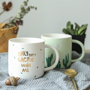 Creative Ceramic Coffee Cup Mug Water Cup Cactus Pattern Mug Durable Mug