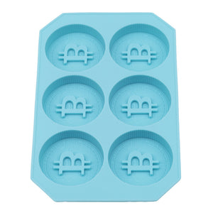 6 Grids Bitcoin Design Silicone Ice Cube Tray DIY Ice Mold Chocolate Cookies Biscuit Baking Mold Ice Cube Maker for Kitchen Whiskey Cocktail