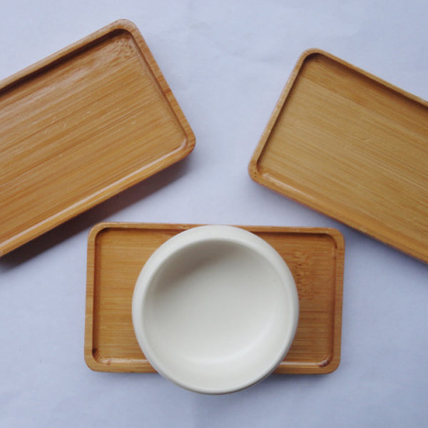 Rectangle Bamboo Scald Proof Tea Cup Holder Coaster Kungfu Tea Accessaries