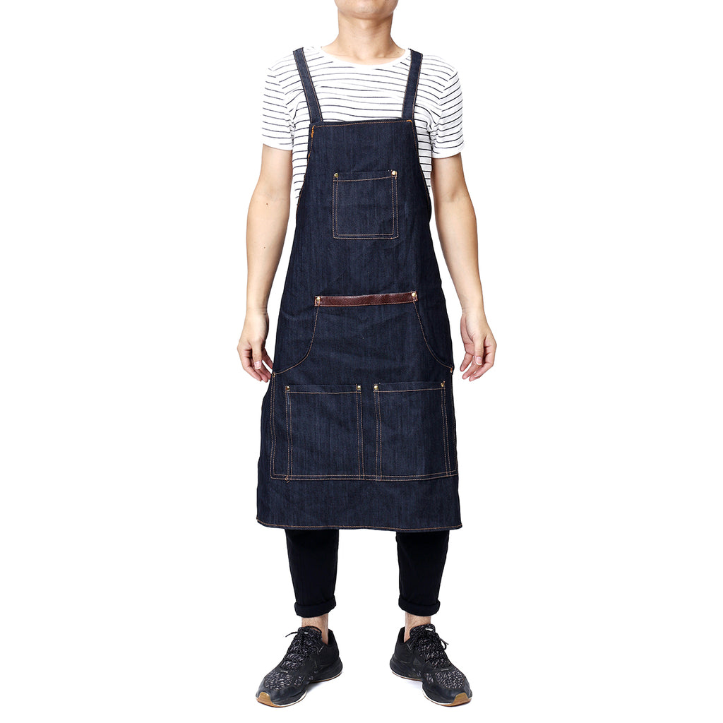 Men Ladies Denim Apron Bib Pocket Jeans Cafe Kitchen Cook Adjustable Uniform Kitchen Aprons