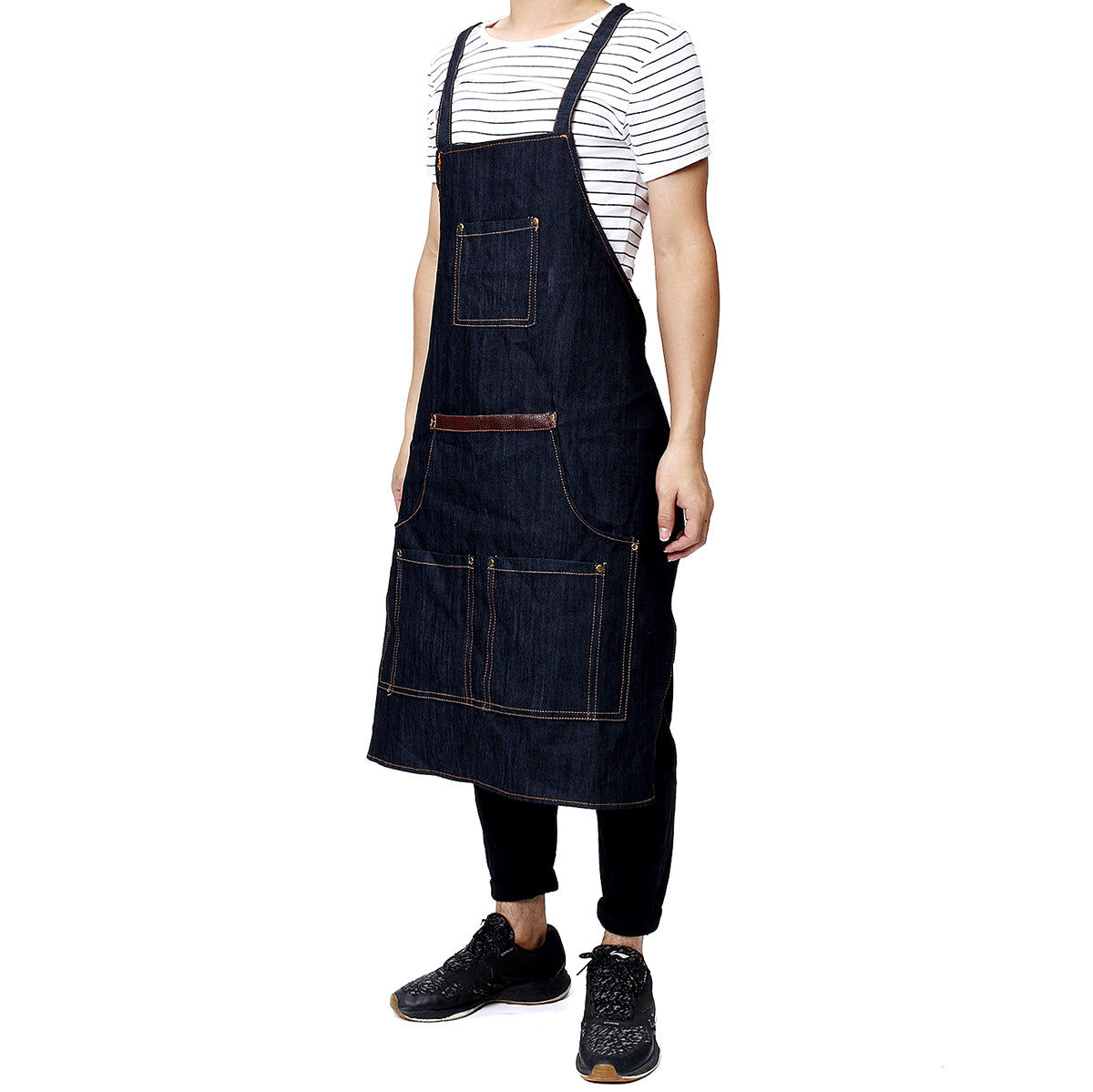 Men Ladies Denim Apron Bib Pocket Jeans Cafe Kitchen Cook Adjustable Uniform Kitchen Aprons