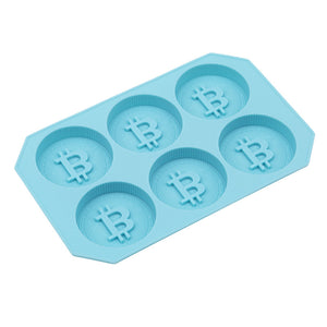 6 Grids Bitcoin Design Silicone Ice Cube Tray DIY Ice Mold Chocolate Cookies Biscuit Baking Mold Ice Cube Maker for Kitchen Whiskey Cocktail