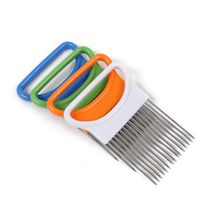 1 pcs Easy Cut Onion Holder Fork Stainless Steel Vegetable Slicer Tomato Cutter Metal Meat Needle Gadgets Meat Frok