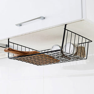 Iron Rack Hanging Shelf Kitchen Free Punch Storage Basket Portable Cabinets Kitchen Storage Rack Chopping Holder Space Saver Organizer Cupboard