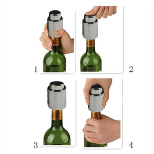 Stainless Steel Vacuum Sealed Wine Bottle Stopper Preserver Pump Sealer Bar Stopper Keep Your Best Wine Fresh Fits 750ml Red Wine Bottle Stopper