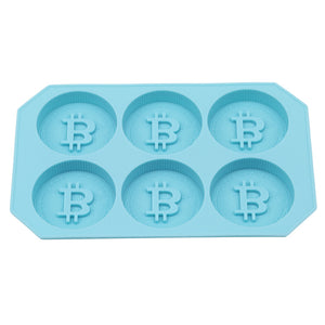 6 Grids Bitcoin Design Silicone Ice Cube Tray DIY Ice Mold Chocolate Cookies Biscuit Baking Mold Ice Cube Maker for Kitchen Whiskey Cocktail