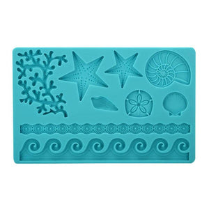 Silicone Adorable Coral Starfish Shell Ocean Embossing Cake Mold Mould Kitchen Tool